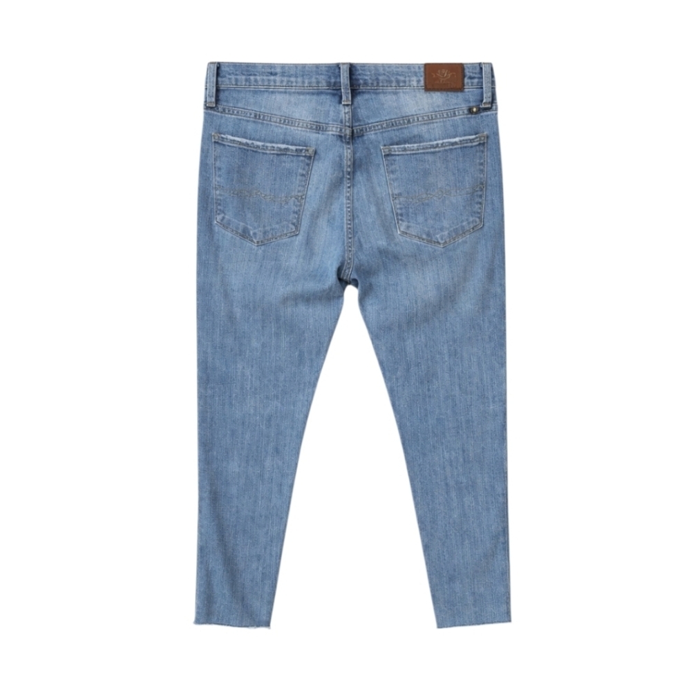 Lucky Brand Size 14/32 Blue Denim Straight Ankle Jeans Raw Hem NWT - Picture 4 of 15